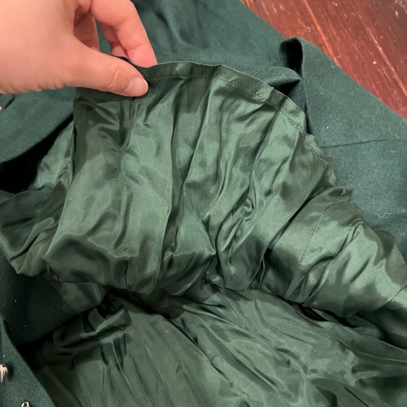 Forest Green Vintage Wool Midi A-Line Skirt with pockets and amazing beading - Picture 9 of 10